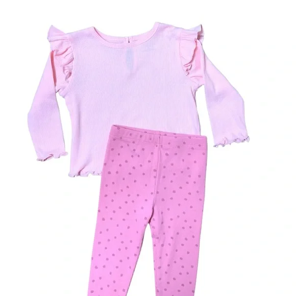 🌵BRAND NEW Little Me Baby Girl 2PC Pink Set Outfit Size 12M - Picture 3 of 4
